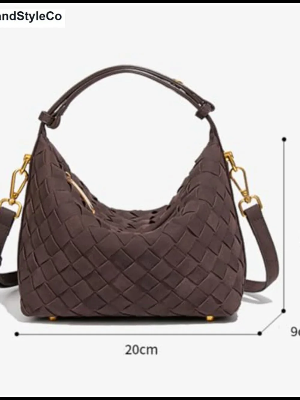 Faux Suede Woven Hobo Shoulder Bag Tote Purse